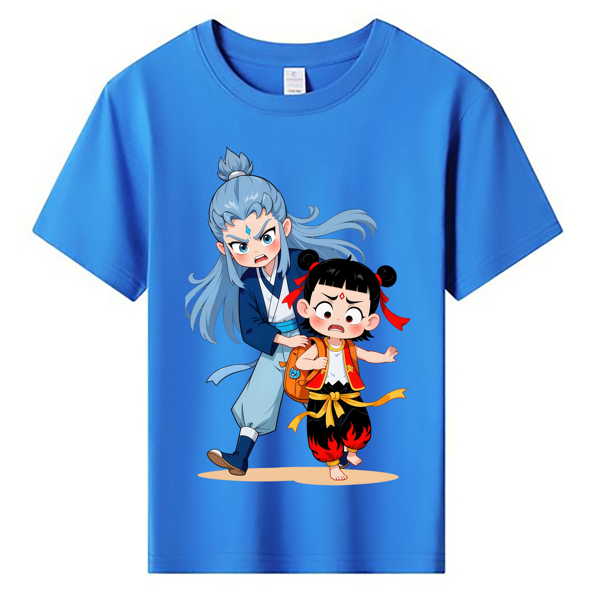（画像用） Ne Zha 2 ナタ 魔童の大暴れ 綿100％キッズTシャツ（フロントプリント）